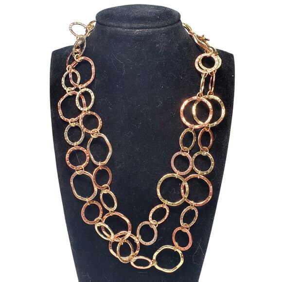 Copper Gold Tone Long Necklace Garold C Miller Fashion Jewelry 34" - Picture 2 of 5